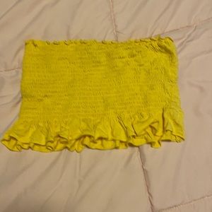 Yellow ruffled tube top